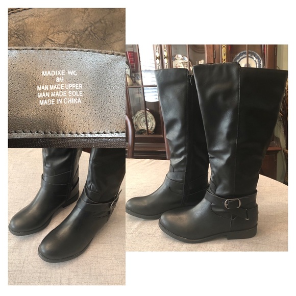 Black Vegan Leather Riding Boots Wide Calf New 8 - Picture 7 of 8